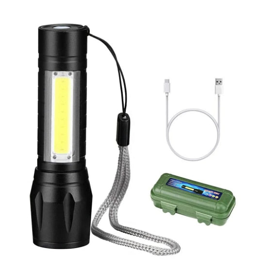 Mini Lanterna LED Recarregável com Zoom e 3 Modos de Luz | SuperLed - Mercado Tudo