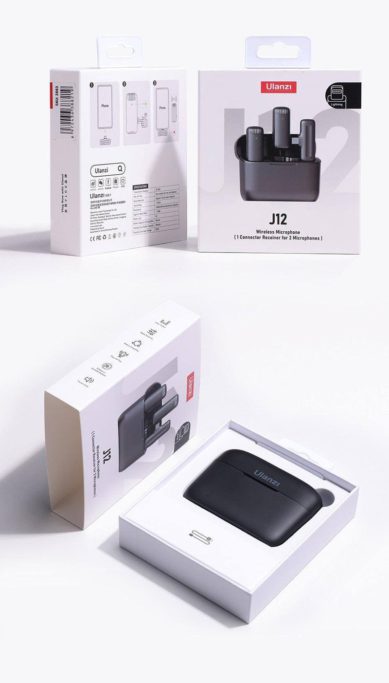 Microfone de Lapela Sem Fio Ulanzi J12 Para iPhone e Android - Mercado Tudo